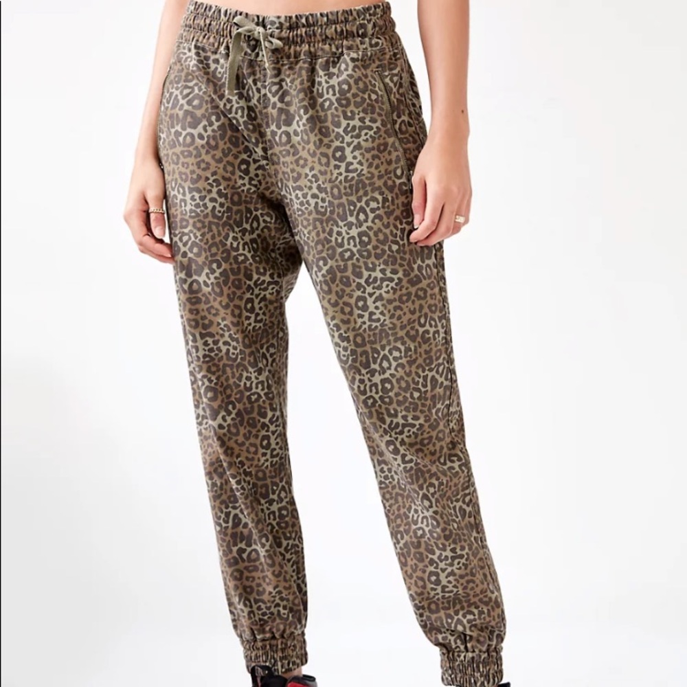 TNA Grey Animal Print Alix Jogger Pants